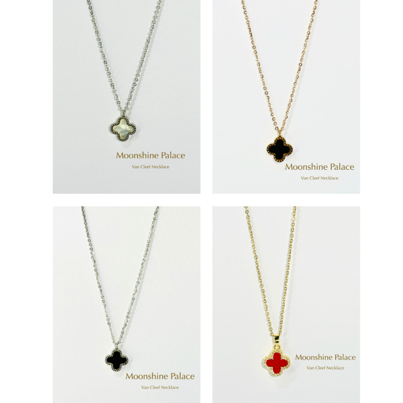 Kalung Clover Anti Karat Wanita Gold Premium Titanium 14K Gold Plated Kalung Wanita Lapis Emas