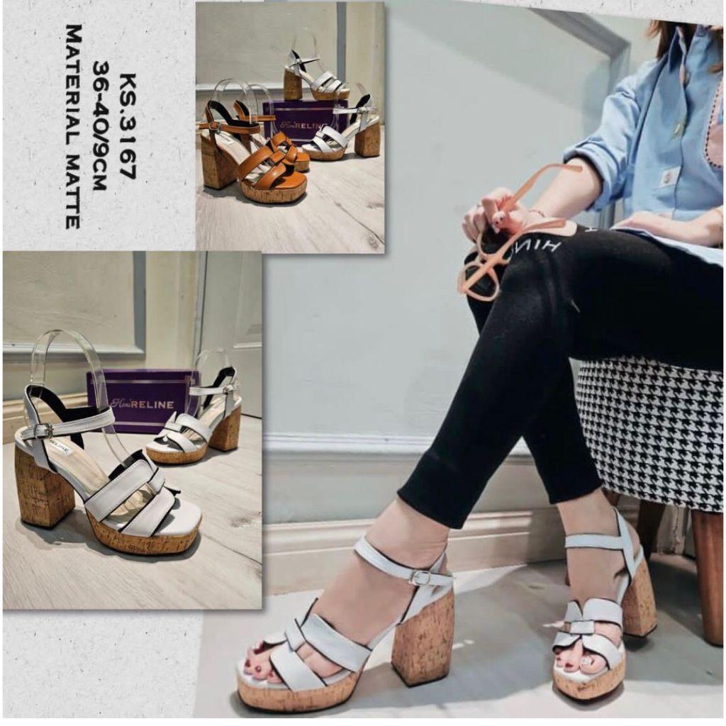 HIGH HEELS MATTE STRAPPY CHUNKY HEELS 9 CM KS.3167