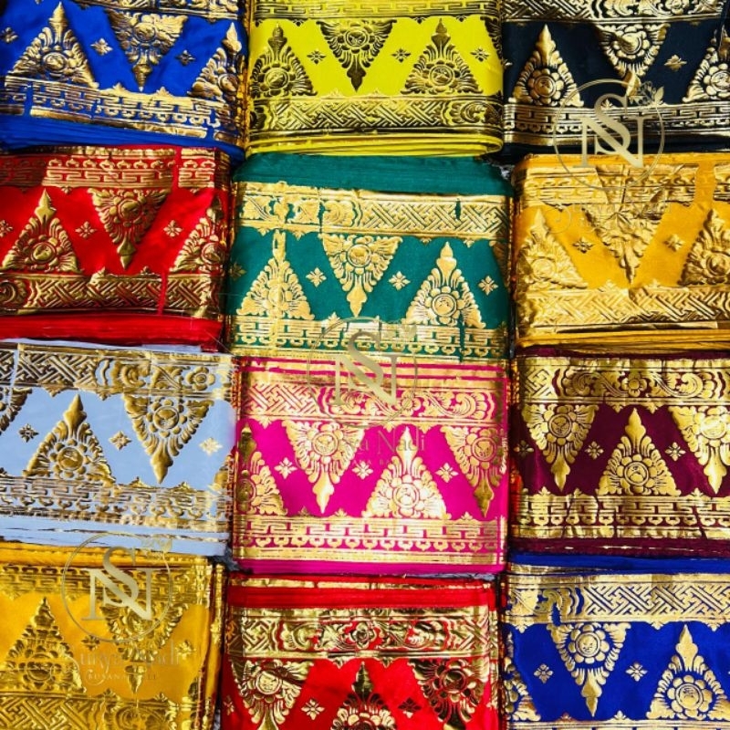 Selendang ider ider prade emas bali meteran | Kain prade emas