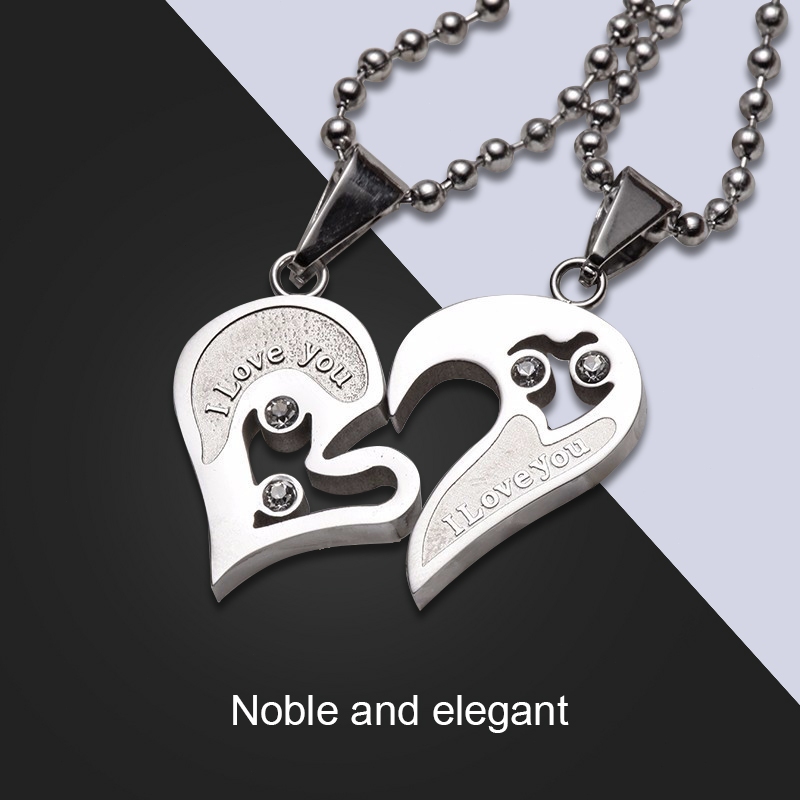 COD ❤️ 2PCS/set Magnet Kalung Couple Kerah Love Kalung Pasangan Pelukan Choker Liontin Necklace Pers