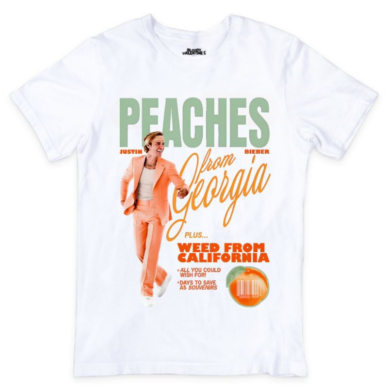Justin Bieber Peaches T-Shirt / Kaos Band Musik Murah POP Alternative Justice Album CD