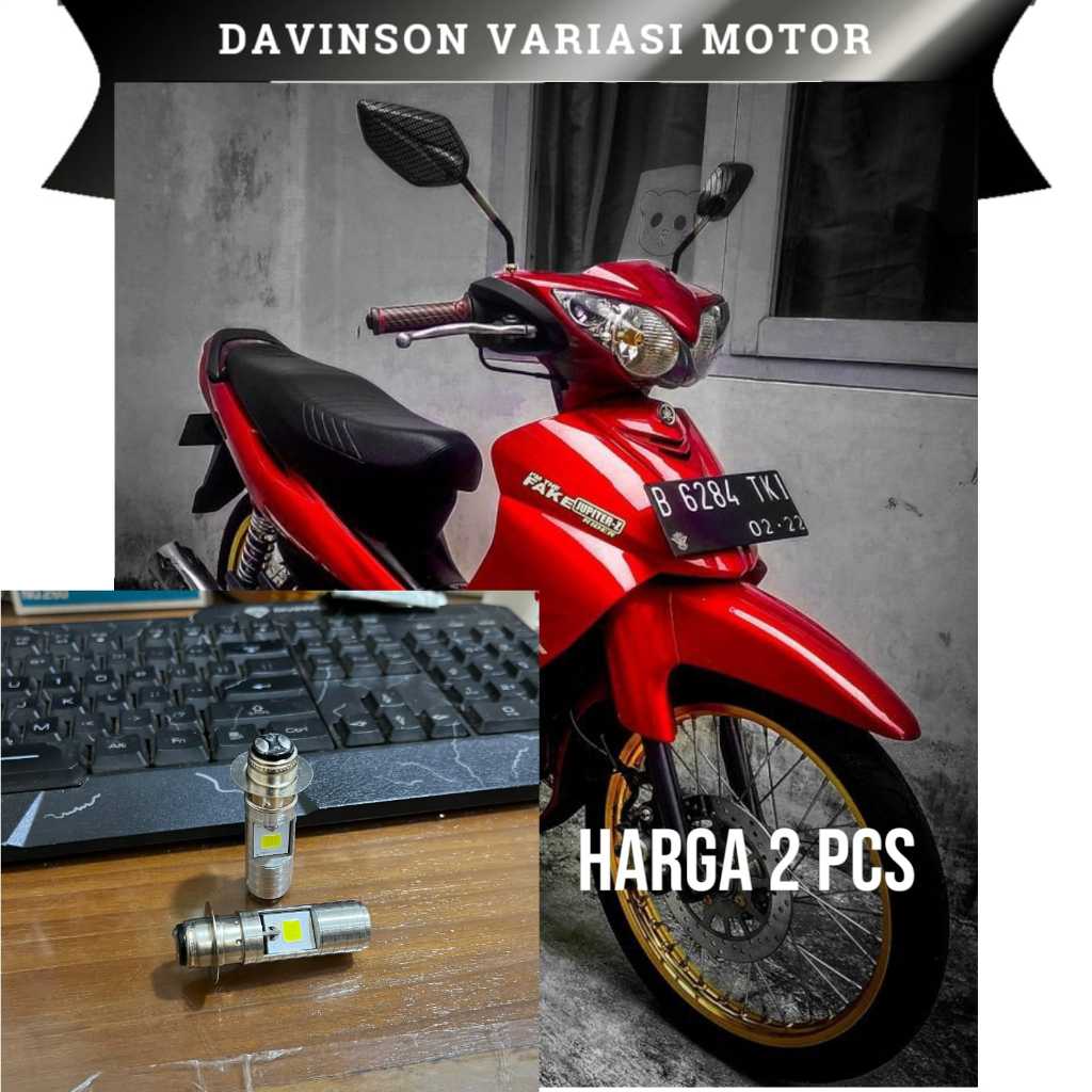 Bohlam lampu depan led  harga 2 pcs nyala putih pnp motor vario lama vario karbu supra x 125 jupiter
