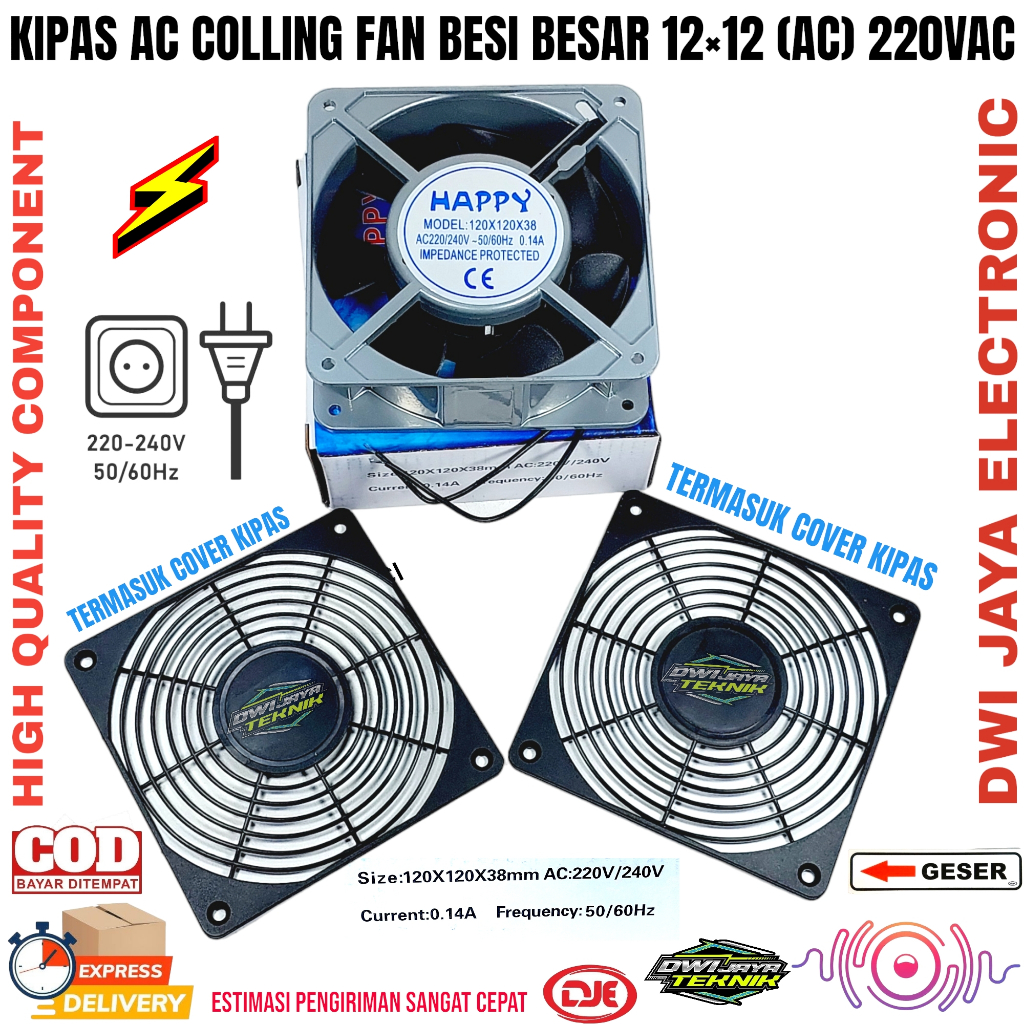 Kipas AC COOLING FAN Besi Besar 12X12cm AC 220V Terbaik