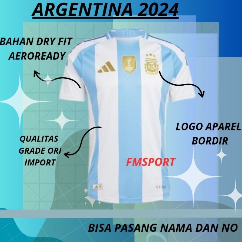JERSEY ARGENTINA COPA 2024 BAJU BOLA COPA HOME AWAY GRADE ORI IMPORT THAILAND TERBARU MESSI