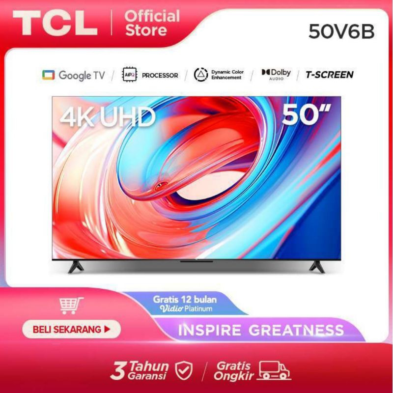 TCL LED TV 50" 4K UHD Google TV Android Digital Smart TV 50V6B
