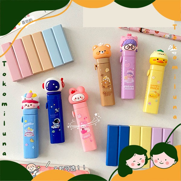 

1 set penghapus mekanik pull push eraser lucu cute HB1591