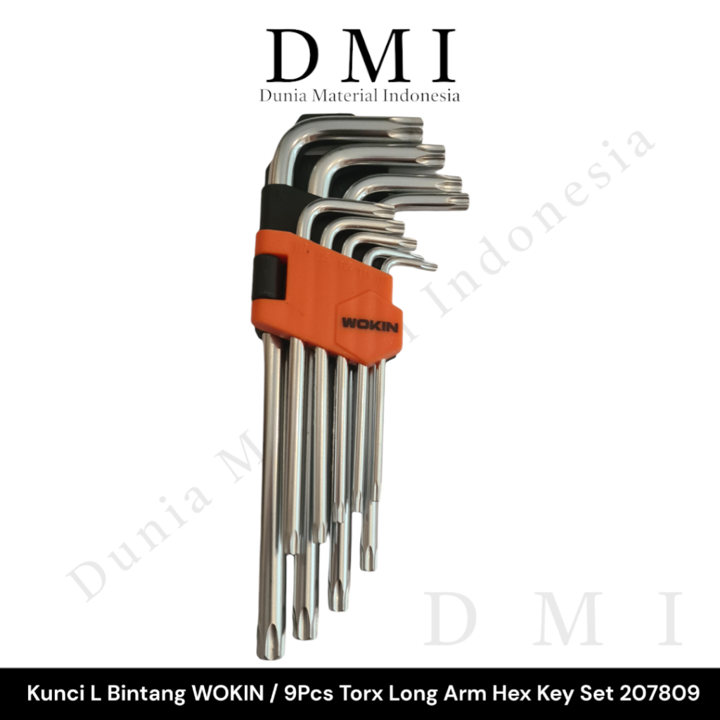 Kunci L Bintang WOKIN Panjang | 9Pcs Torx Long Arm Hex Key Set | (1SET)