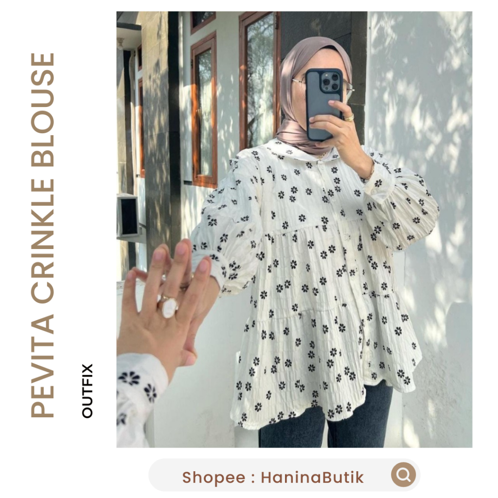 (𝗦𝗜𝗔𝗣 𝗞𝗜𝗥𝗜𝗠) PEVITA CRINKLE BLOUSE WHITE SIZE XL by OUTFIX