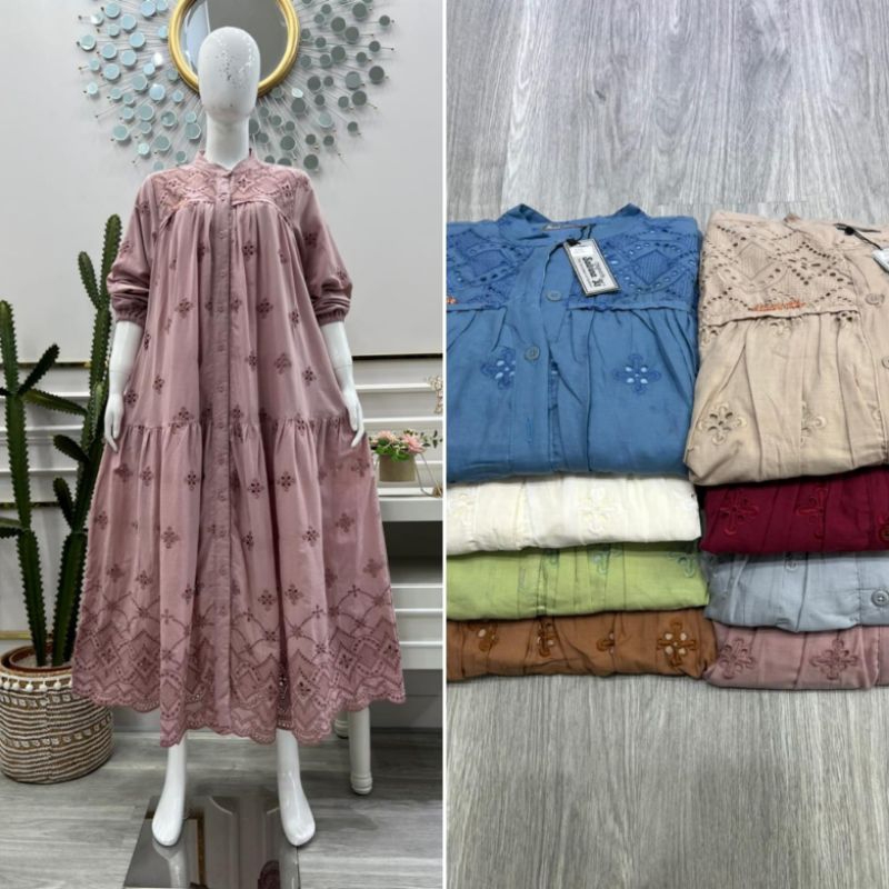 midi dress katun bordir salvina ys / midi dress bordir salvina ys