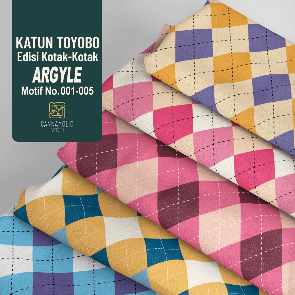 Kain Toyobo Motif KOTAK-KOTAK | Lebar 145cm | ARGYLE 1-5