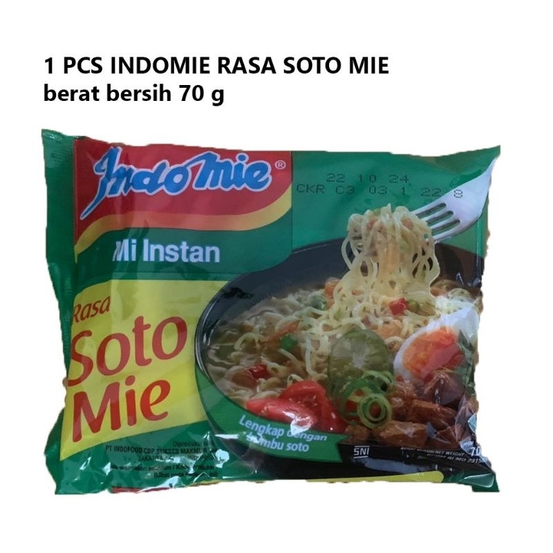 

1 PCS INDOMIE RASA SOTO MIE berat bersih 70 g