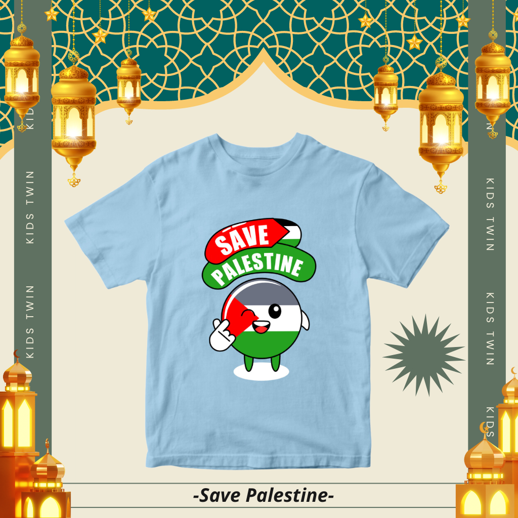 Baju Kaos Dakwah Muslim Islami Anak Perempuan Save Palestina Muslimah Cewek Cotton