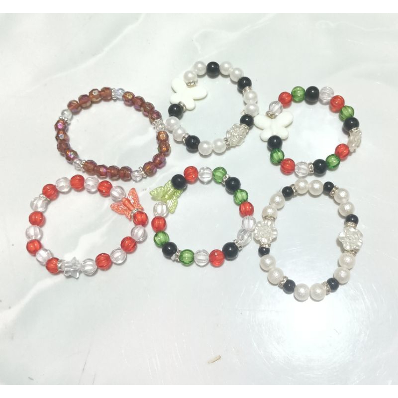 gelang tangan dan cincin manik-manik, tali karet remaja "Random*