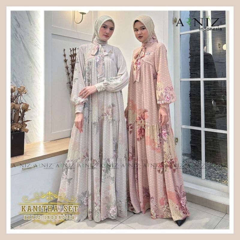 Kanitha Dress Set Jilbab Scraf By Arniz Collection Terbaru