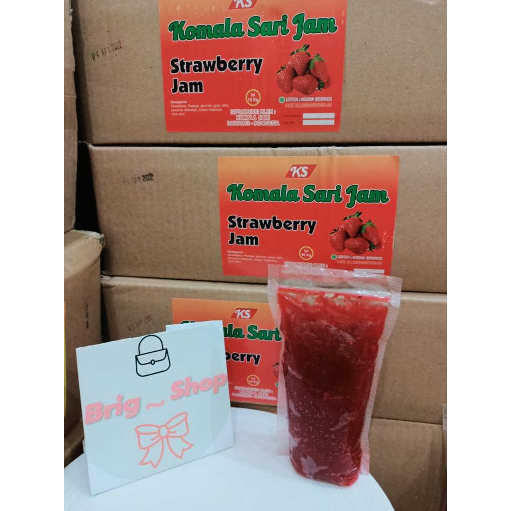 

Selai stroberry Strawberry Enak manis isian roti donat bolu gulung Kumala Sari Jam repacking 250gram