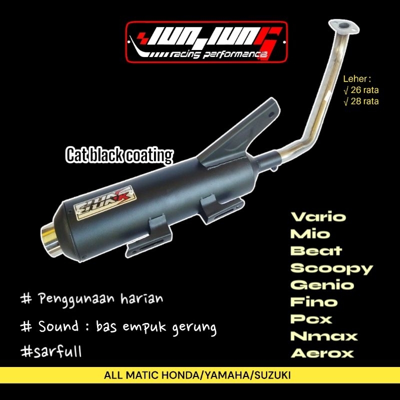 Knalpot Motor Junjun6 Racing performance Vario 125 Vario 150 Nmax Aerox Pcx 150