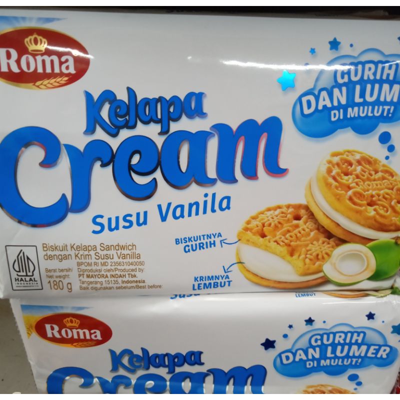 

biskuit sandwich roma kelapa cream vanilla