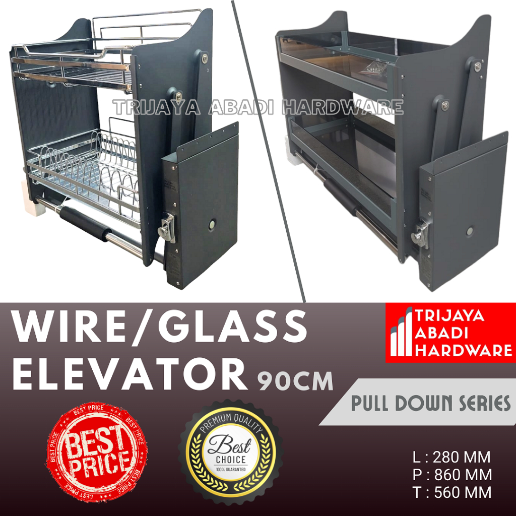 TMB WE / GE 90 cm Rak Piring Botol Wire / Glass Elevator Pull Down Multipurpose Rack