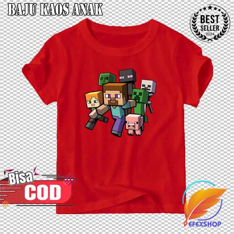 KAOS MINECRAFT KAOS ATASAN ANAK MINECRAFT
