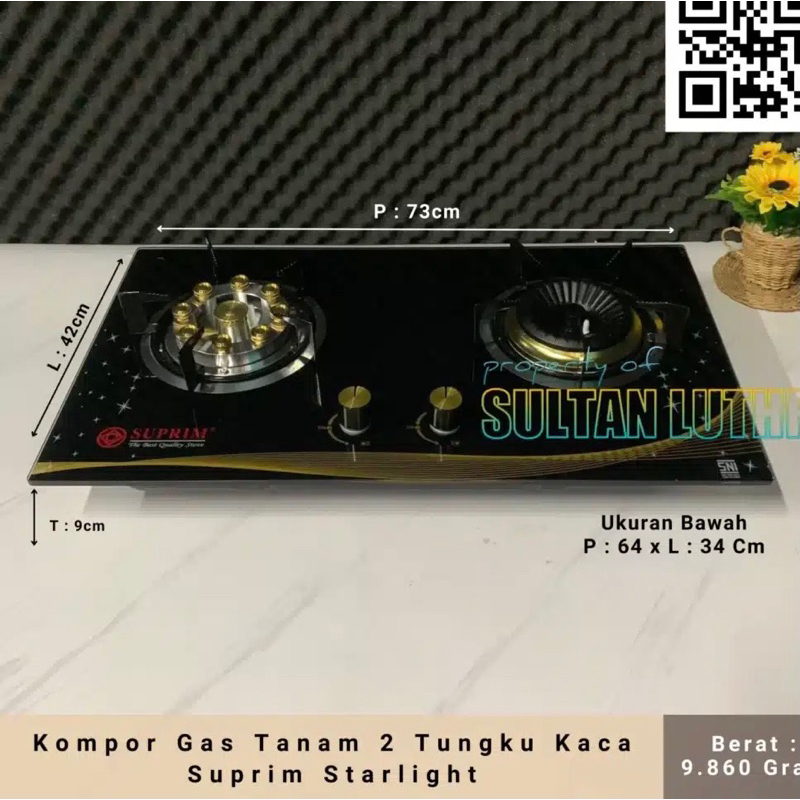 kompor tanam suprime kompor kaca kompor gas 2 tungku