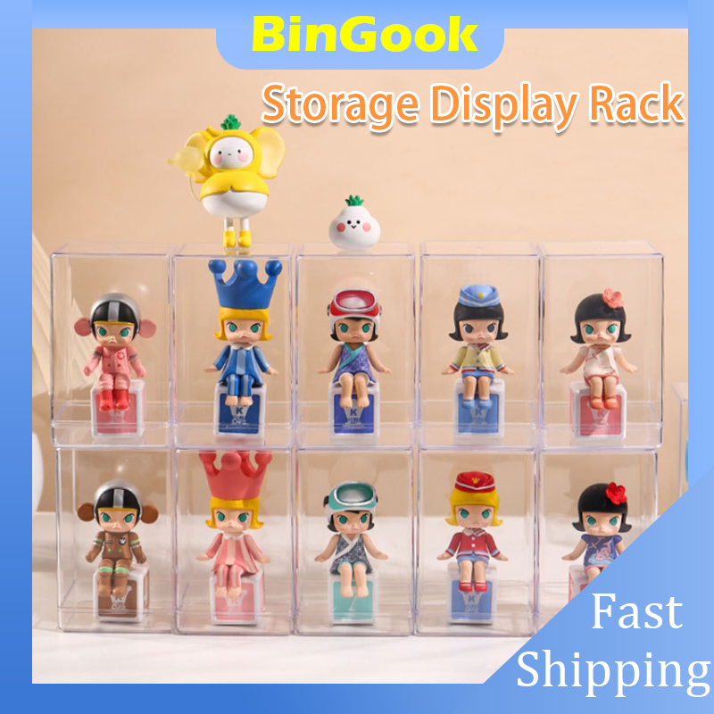 Box Display Figure Pop Mart / Rak Display Penyimpanan Boneka Tunggal Model Transparan Tahan Debu