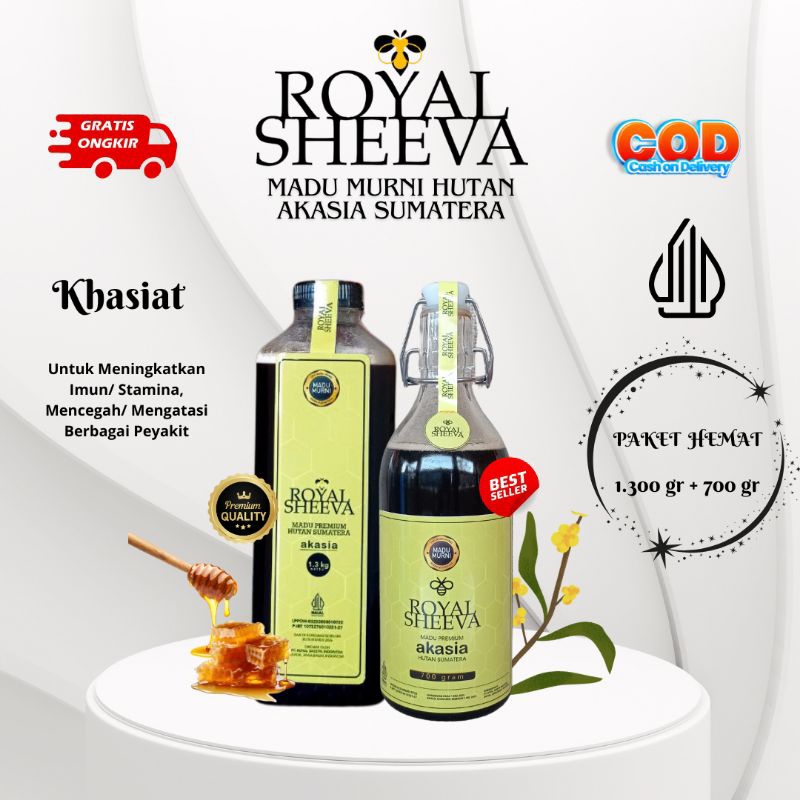 

paket hemat madu 700 gr + 1.300 gr madu murni royal sheeva madu asli hutan akasia sumatera lulus uji lab madu premium halal mui
