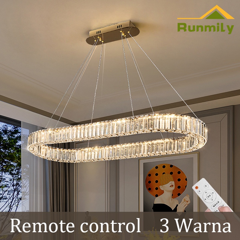 【Remote&3 Warna】Lampu Gantung Kristal Modern minimals LED 3 Warna Lampu Hias Gaya Skandinavia yang D