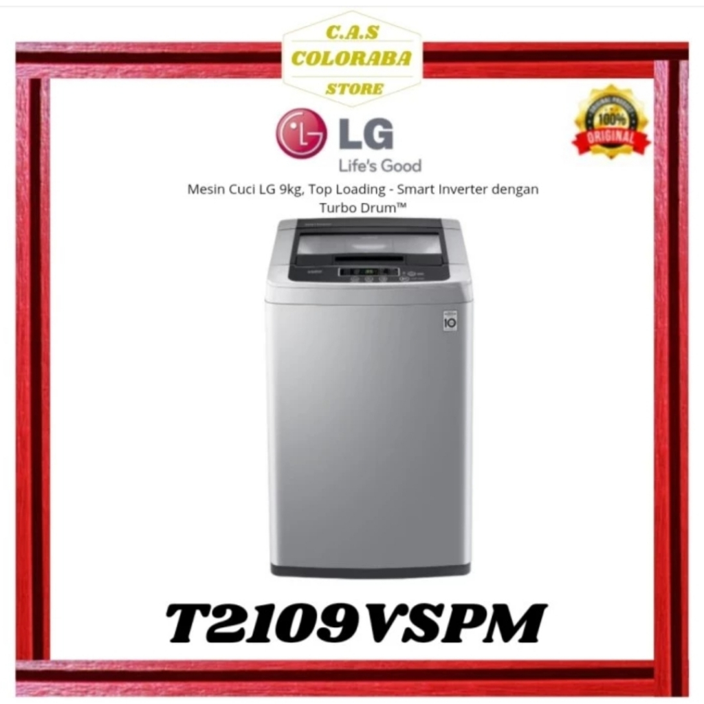 MESIN CUCI LG T2109VSPM MESIN CUCI TOP LOADING 9 KG INVERTER T2109 2109VSPM LG MESIN CUCI TOP LOADIN