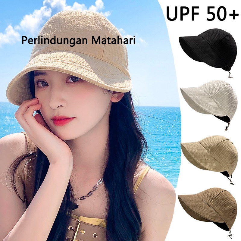 Topi Wanita Korea Pelindung UV Matahari Topi Gaya Topi Pantai Topi Fashion dapat disesuaikan topi em