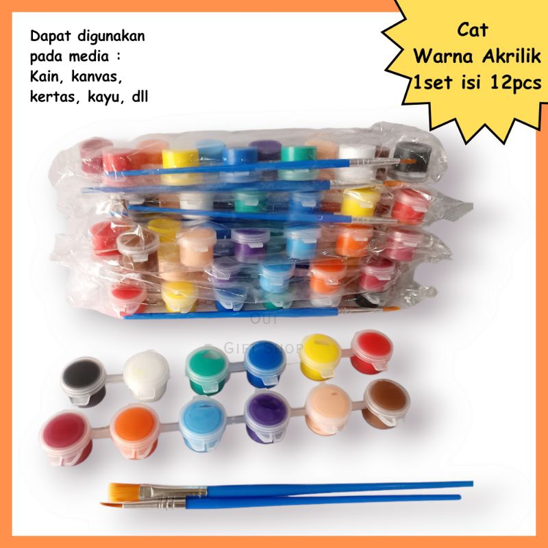 

Cat Warna Akrilik 1 Set 12 Warna / Acrylic Color Set 12Pcs / Cat Media Kanvas / Cat Tote Bag Blacu / Cat Air Kanvas / Cat Kertas Kain