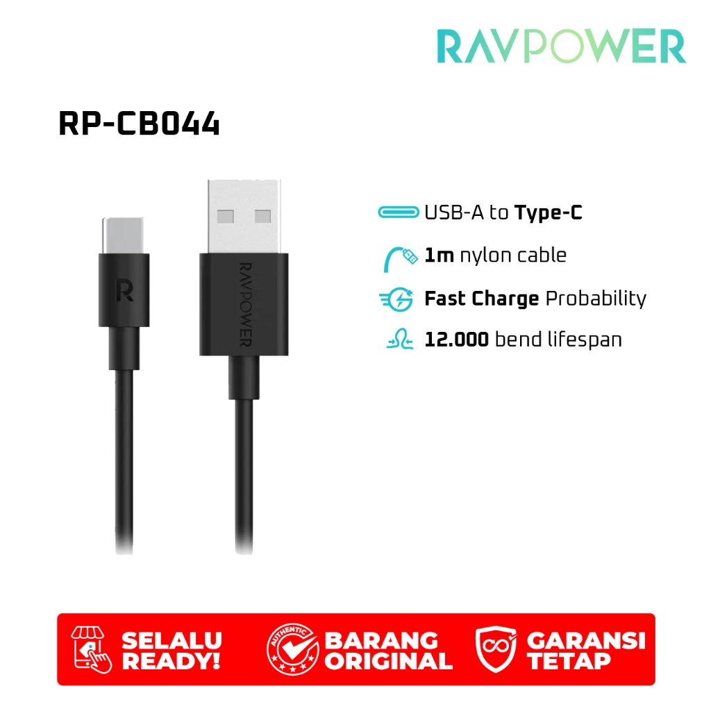 Ravpower USB A to Type-C  1.0M Nylon Cable Black [RP-CB044]