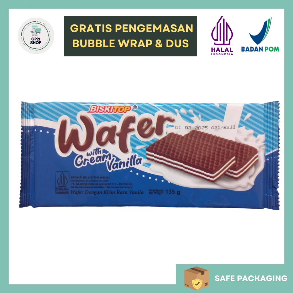 

Biskitop Wafer Cream Vanilla 135gr - Biskuit Wafer Snack Cemilan Murah Enak