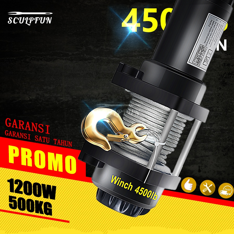 DEWIN winch mobil offroad 4500lbs electric hoist mini 12V hoist crane500kg Car Lifting Panjang