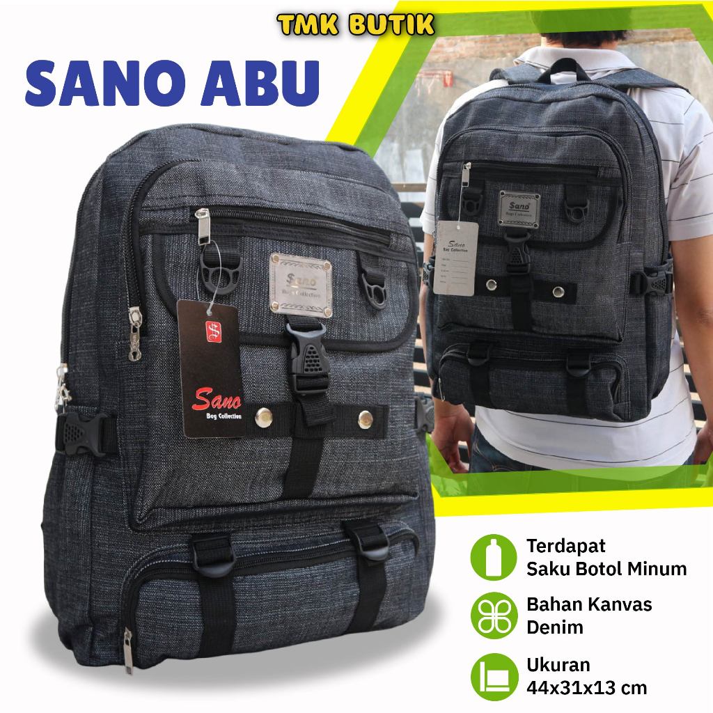OBRAL DISKON PROMO Tas Ransel Distro Denim Kain Jeans Sekolah Kerja Travel Pria Wanita Semi Carrier 