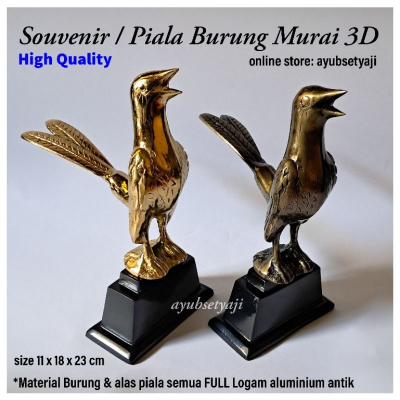 Piala Burung Murai 3D Logam aluminium antik Trophy Lomba Burung murai kicau mania patung burung ukir Souvenir Penghargaan