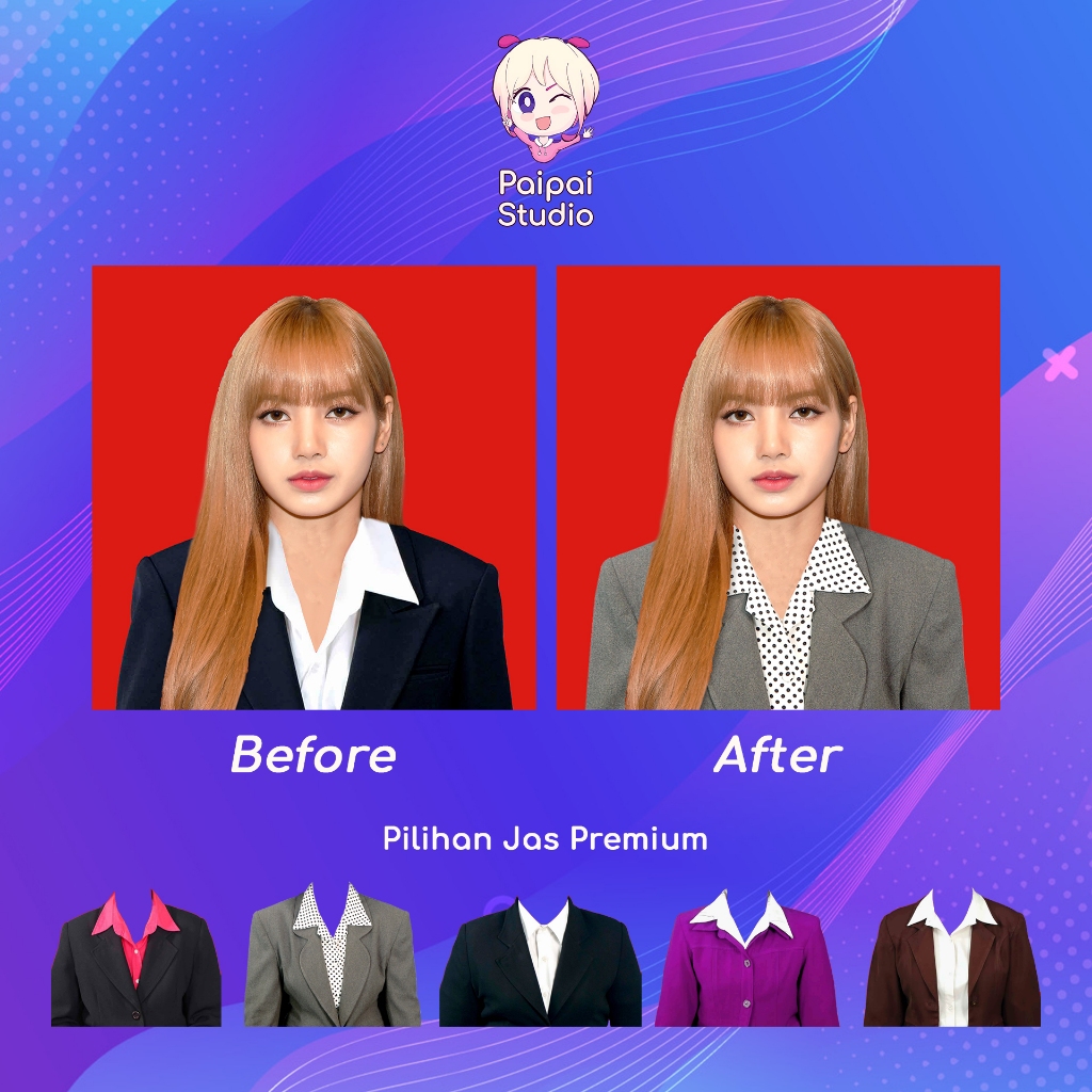 PROMO Edit pas foto ganti jas wanita/pria