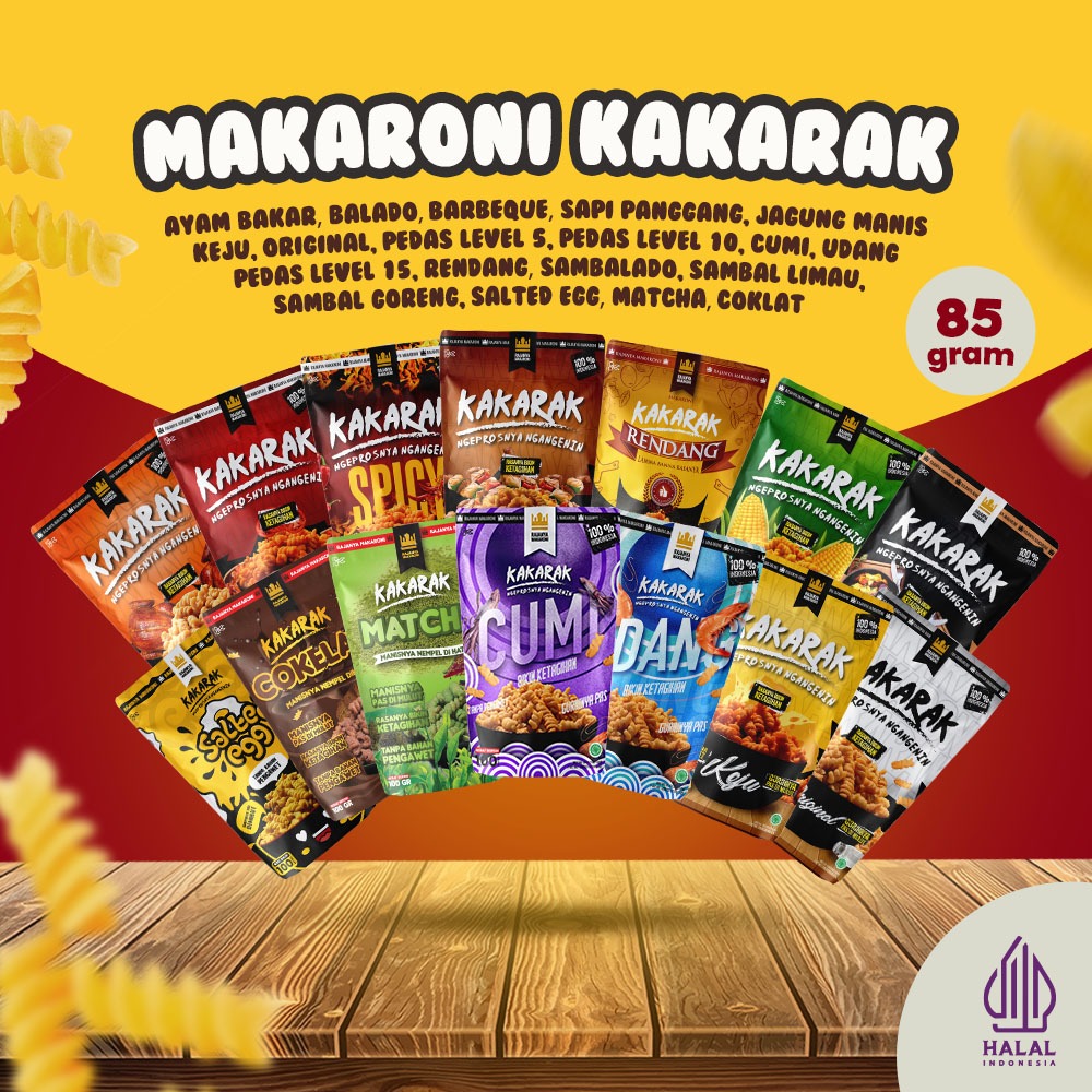 

Kakarak - Makaroni Spiral Berbagai Rasa - Cemilan Makaroni Goreng - 85gr