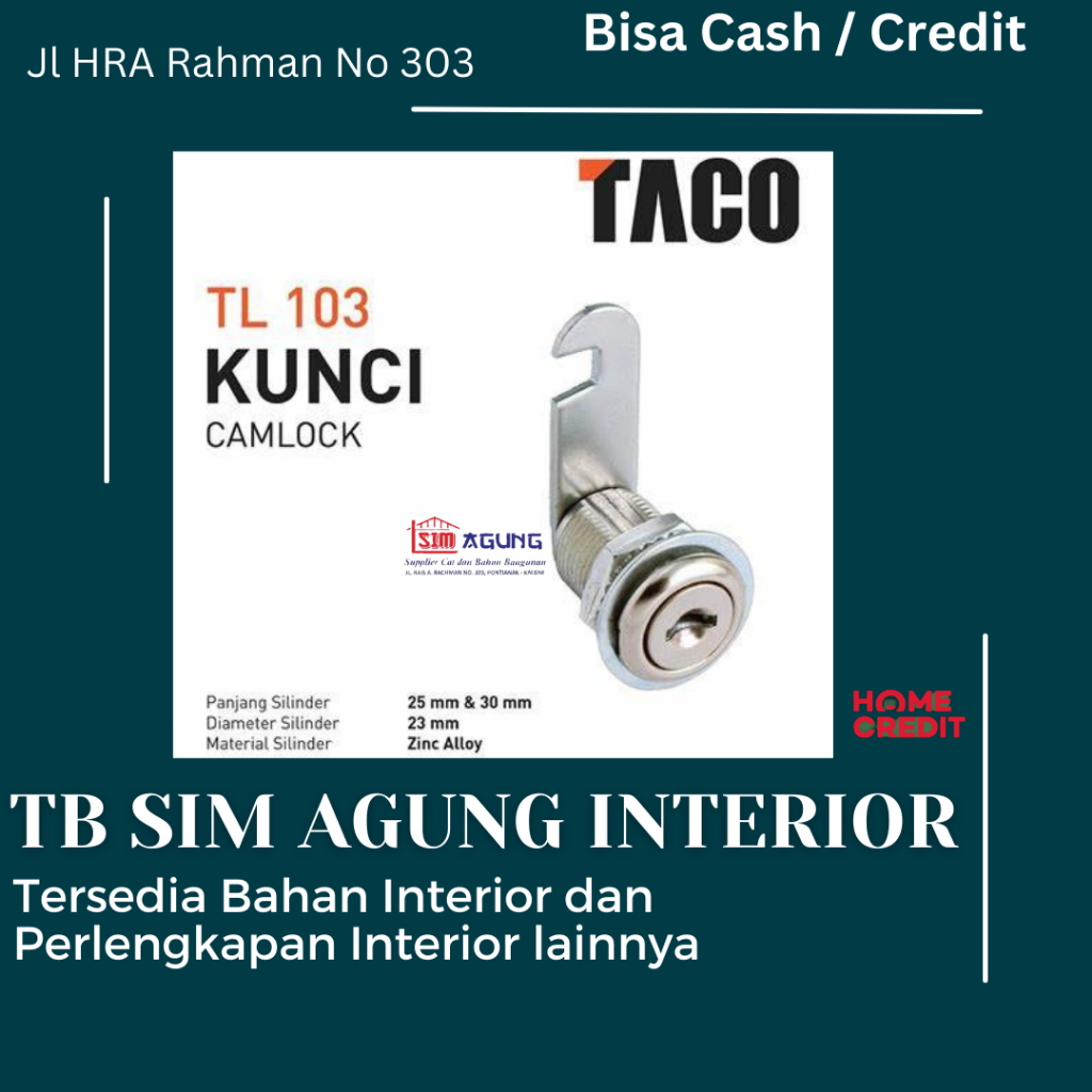 kunci camlock TACO TL 103-30