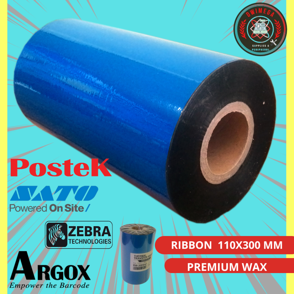 

RIBBON BARCODE UKURAN 110x300/ PREMIUM WAX/KARBON/TINTA