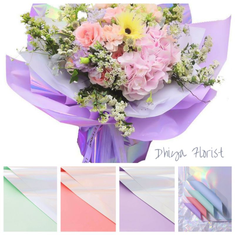 

( 5 Lembar) Kertas Hologram Cellophane Waterproof Bicolor Holografic Kertas Warna Pelangi