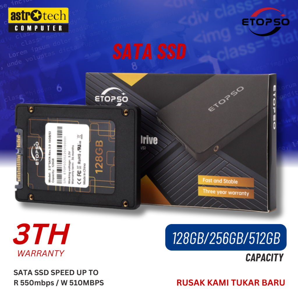 SSD 512GB ETOPSO SSD 256GB 128GB SATA