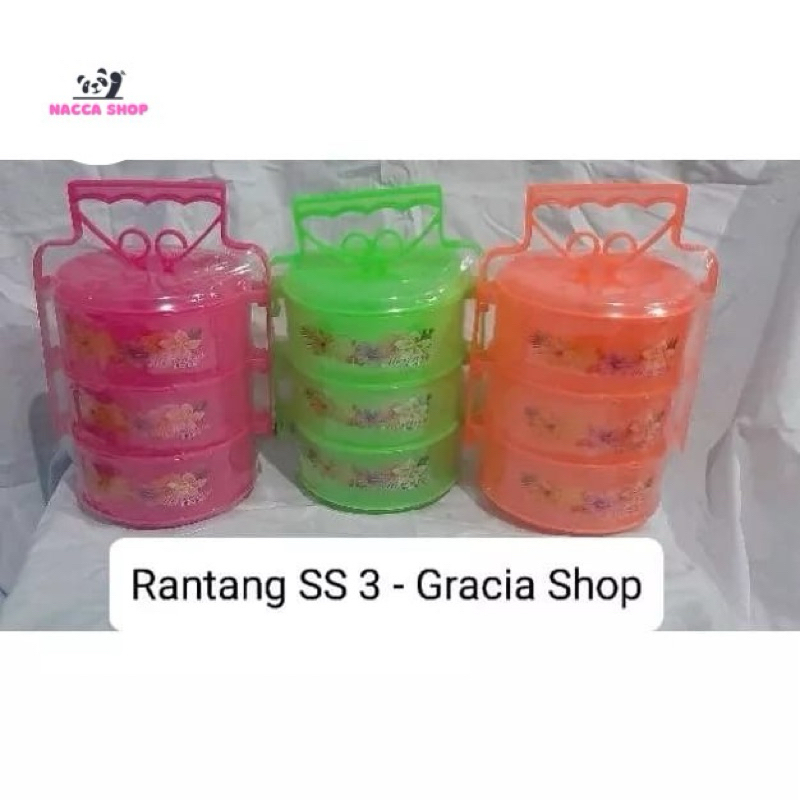 Rantang Plastik Susun 3 / Rantang Hajat Hajatan SS 3 / Bekal Ompreng Lunch Box Serbaguna