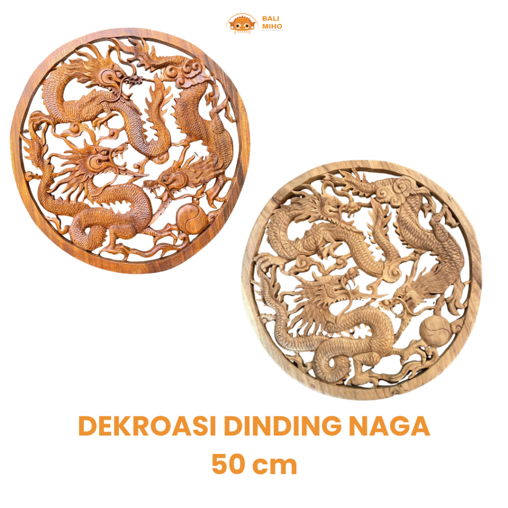 Dekorasi Dinding Ukiran Naga 50 cm - Pandil Naga - Hiasan Dinding Naga - Dragon Wall Decoration - Pa