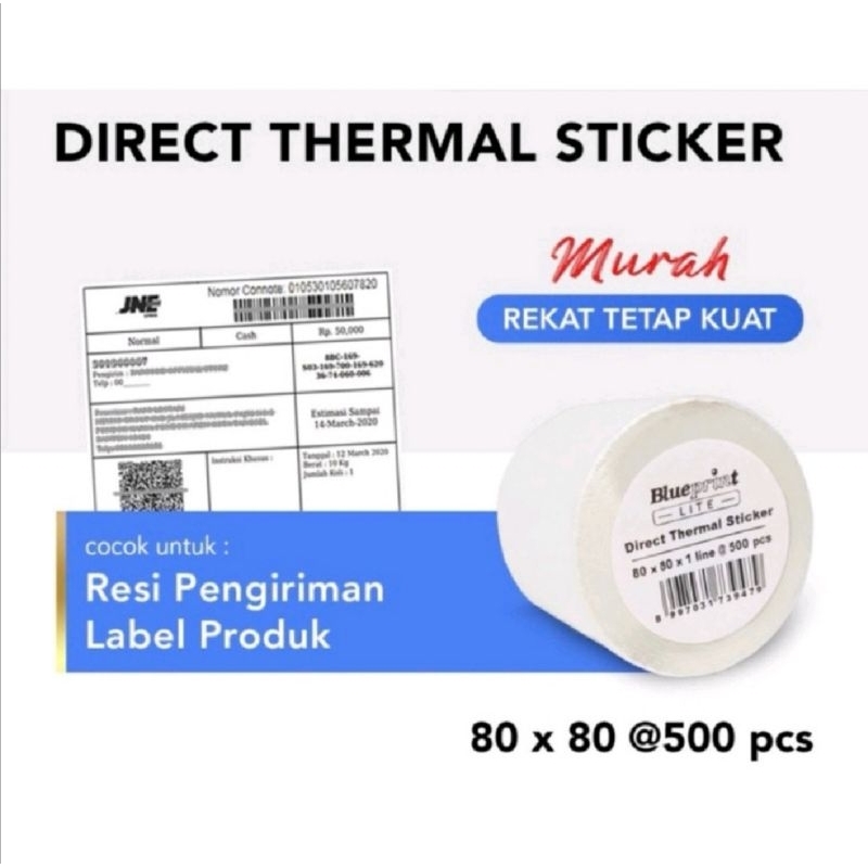 

Thermal Stiker Resi 80mmx80mm 500pc Kualitas Premium