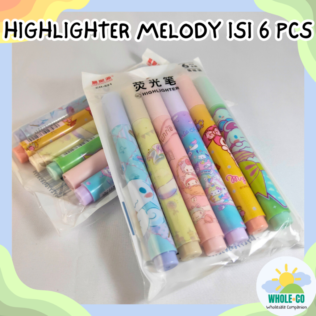 

Highlighter Sanrio Stick 1 Set isi 6 Pcs Colorful Melody Lucu, Unik, Imut Termurah Grosir COD HG-1199
