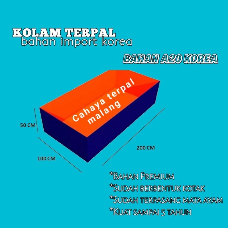 Terpal kolam ikan terpal kotak..300x200x100cm atau 200x300x100 A20