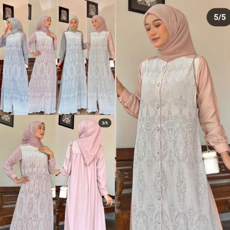 Amara pleated dress premium gamis plisket by 4season_hijab
