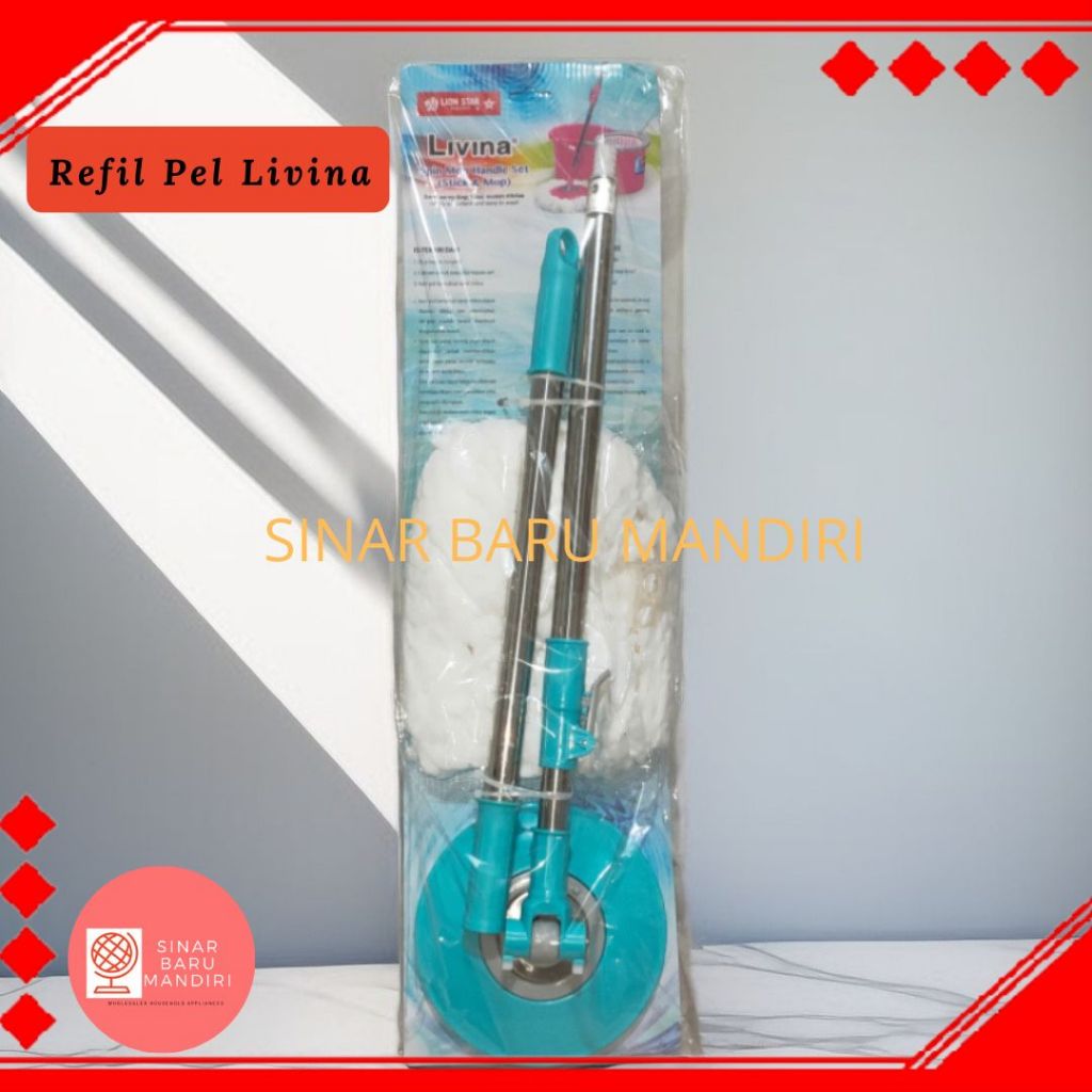 Super mop / alat pel livina spin mop handle set BM 51 lion star / Tongkat gagang Pel Lion star