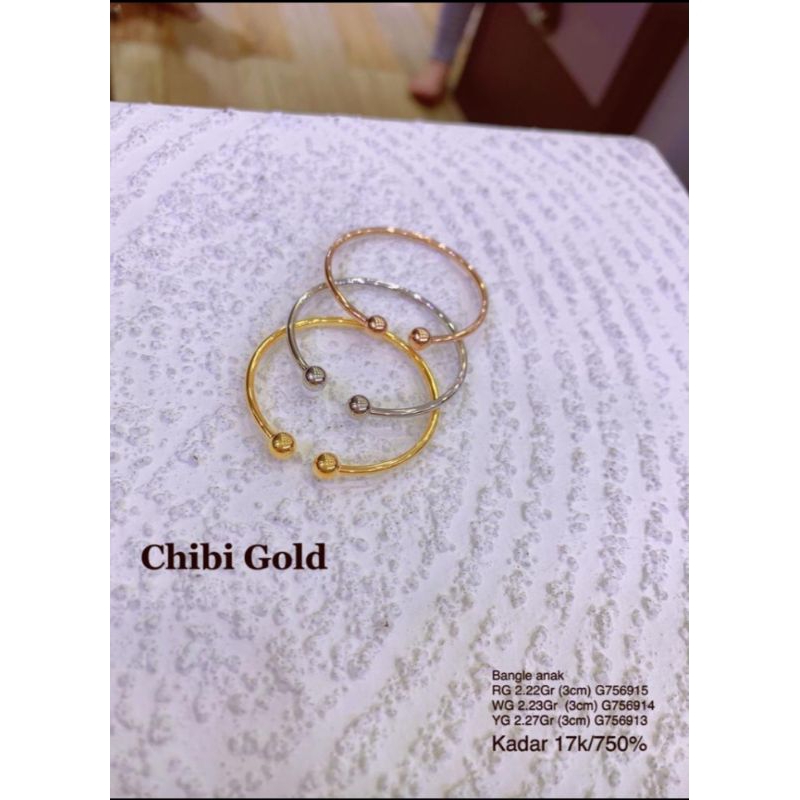 CHIBIGOLD - Gelang  Bangle anak model tinju  Emas 750 kadar 17k - chibi gold