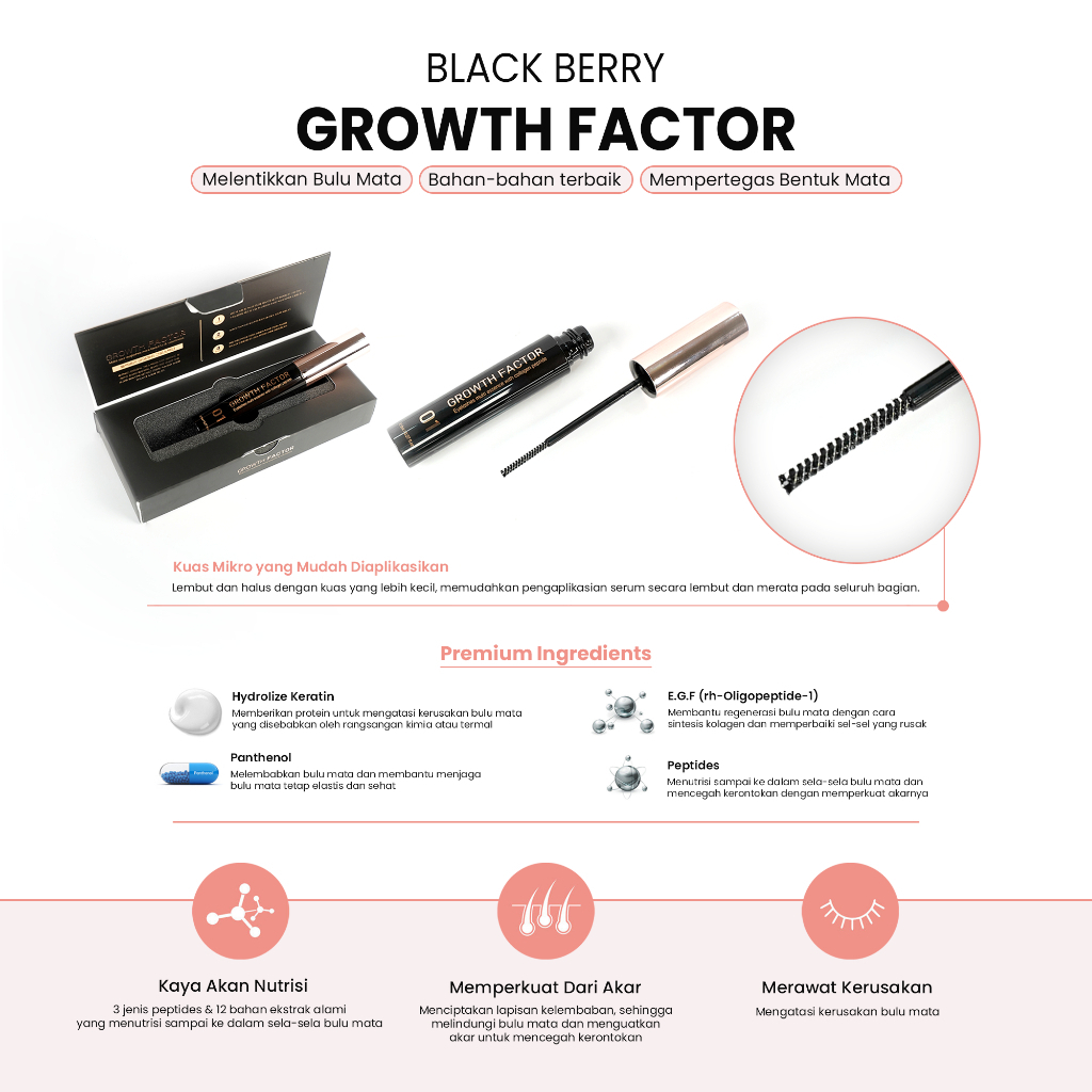 Krystal Supplies Black Berry Growth Factor Lash Serum / Serum Bulu Mata Black Berry Growth Factor